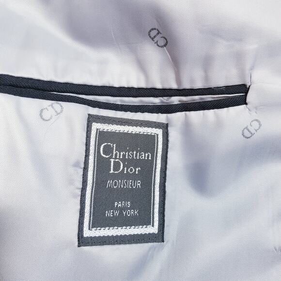 Christian Dior Blazer Men 46L Striped Peak Lapel Tuxedo Blazer - Picture 2 of 14